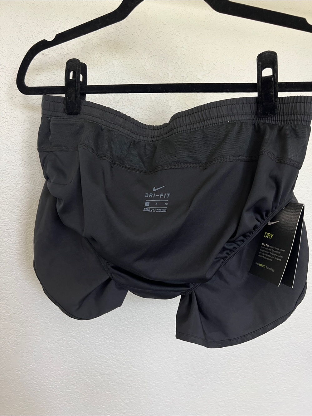 Nike Women's Black Running Shorts with White Swoosh Accent - Picture 2 of 6